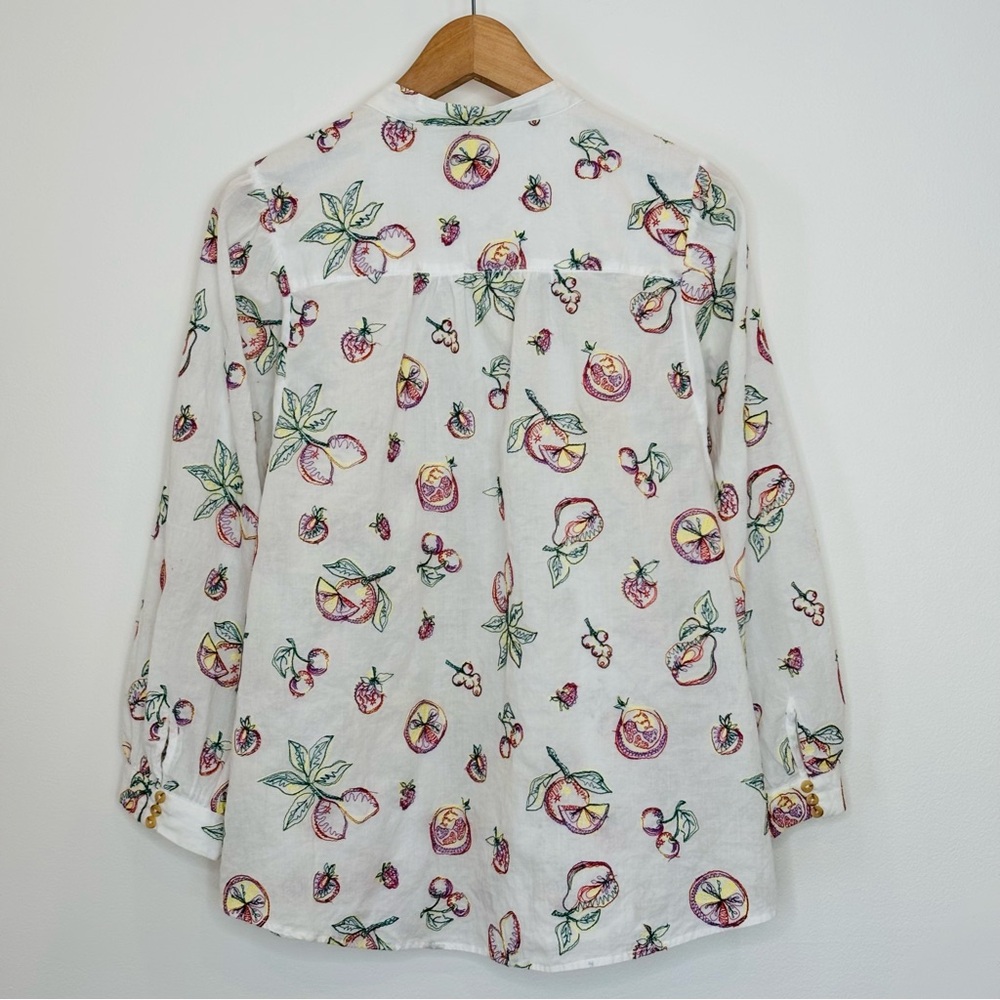 Anthropologie Pilcro Bella Fruit Embroidered Blouse Size XL White Boho - Picture 6 of 11